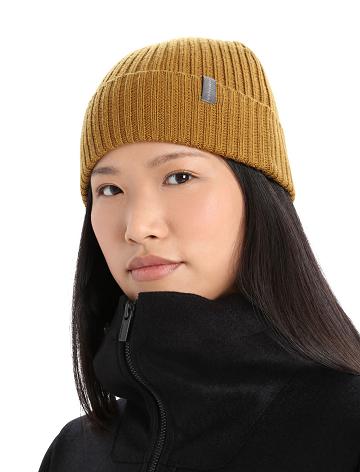 Chapeaux Icebreaker Unisex Merino Rixdorf Cuff Beanie Femme Marron | FR 1491UZGT